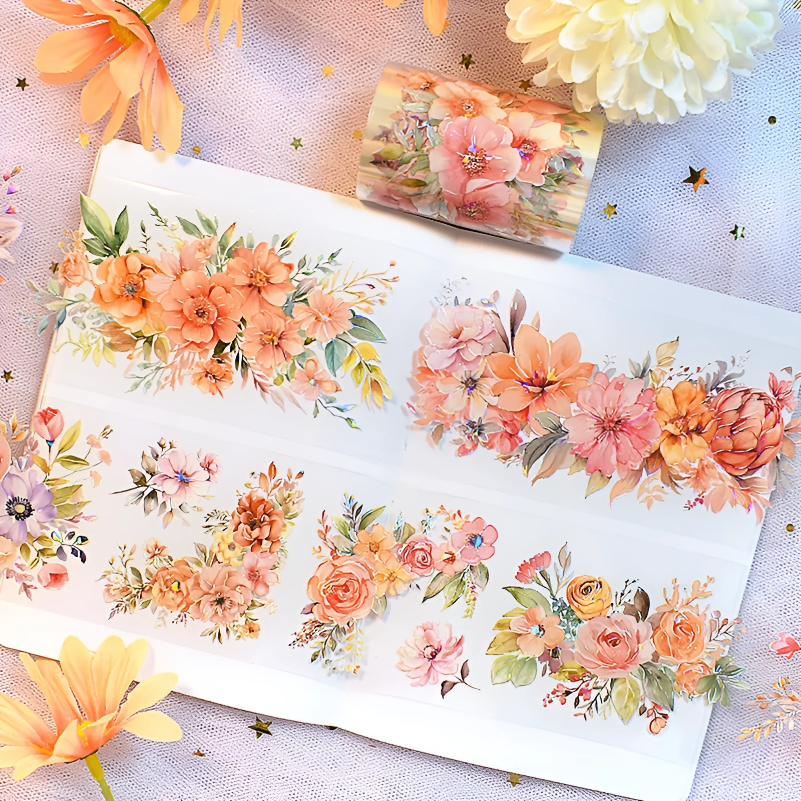 Flowers Bouquet Clear Masking Tape