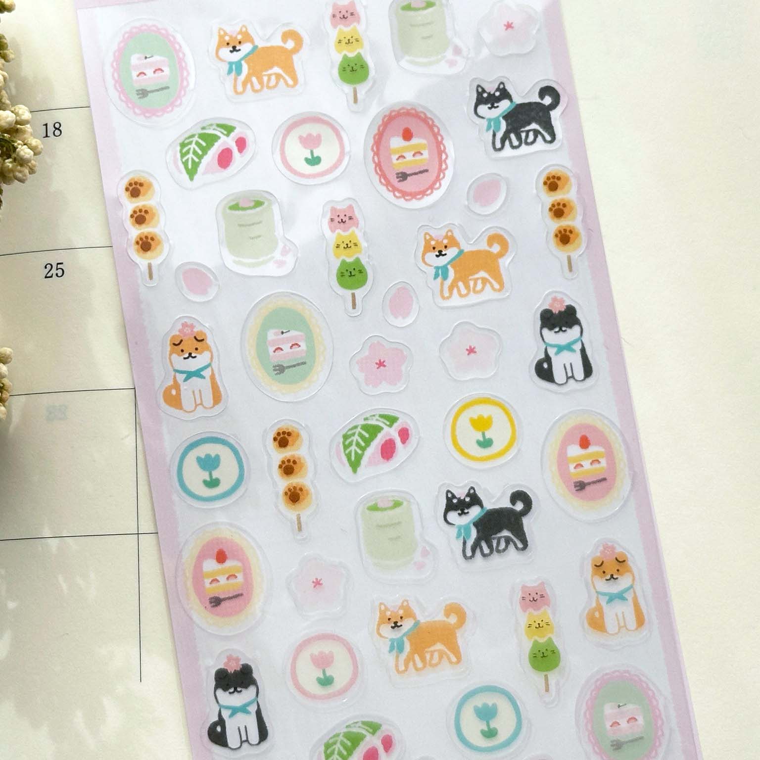 Clear Sticker Sheet with Animals and Flowers