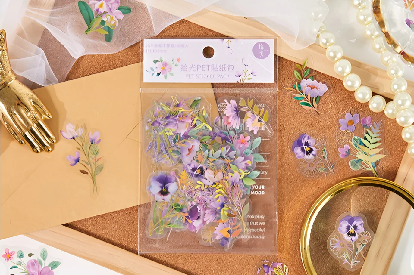 Brazing PET Flower Stickers