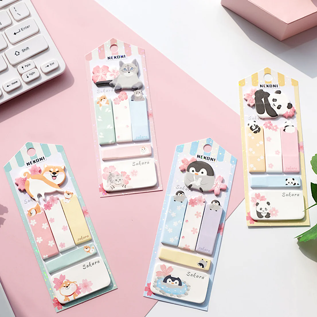 Nekoni Sakura & Animals Sticky Note Set