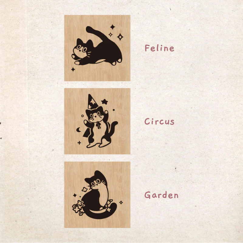 Playful Cat Wooden Stamps