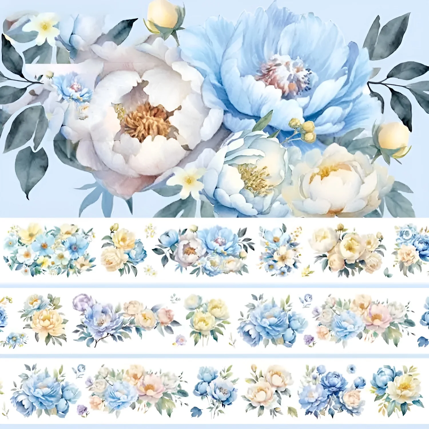 Blue Petunia Clear Washi Tape Extra Wide