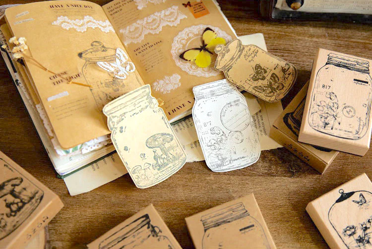 Vintage Jar Plant Stamps