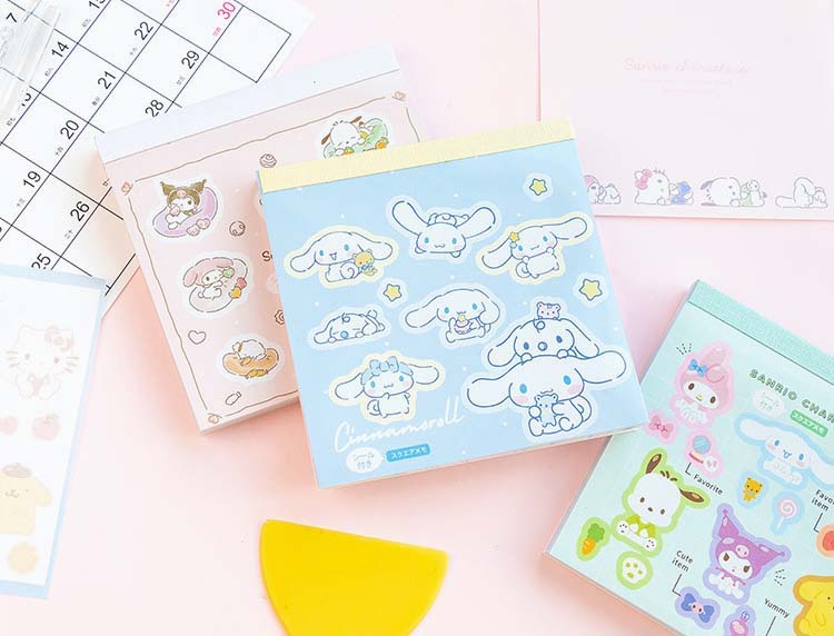 Sanrio 3 Design Memo Pad + Sticker Sheet