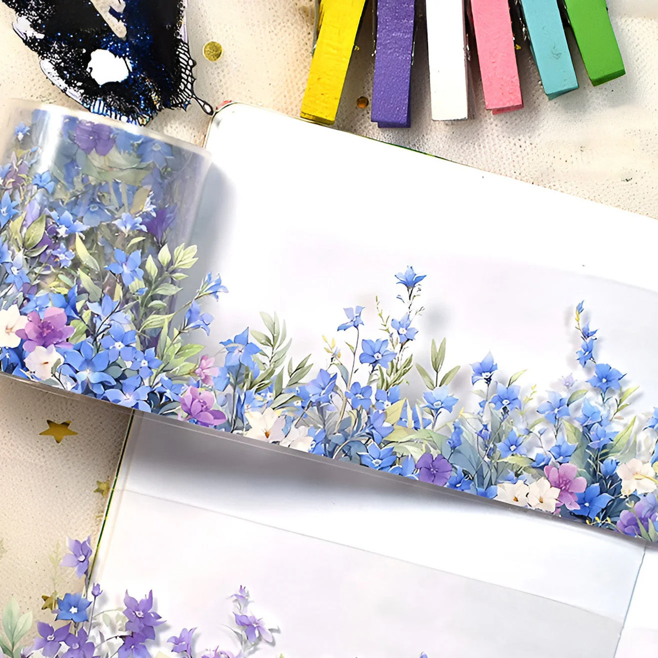 Bluebell Field Clear Masking Tape Extra Wide