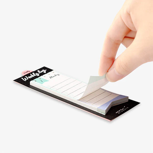 Midori Journal Weekly Log Sticky Notes Ribbon