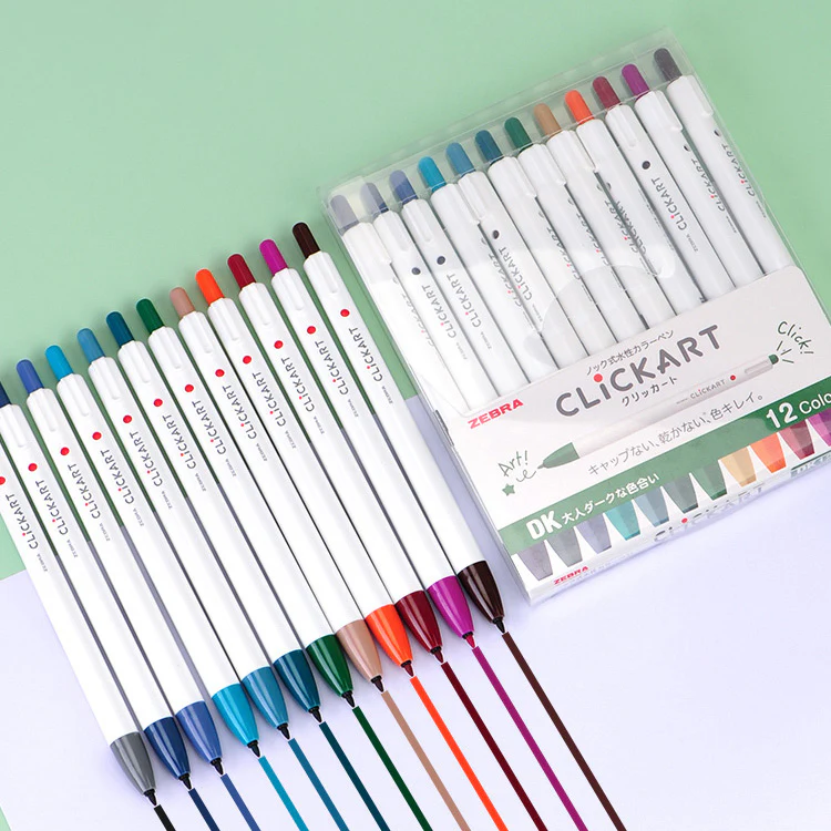Clickart Knock Pen 12 Color Set