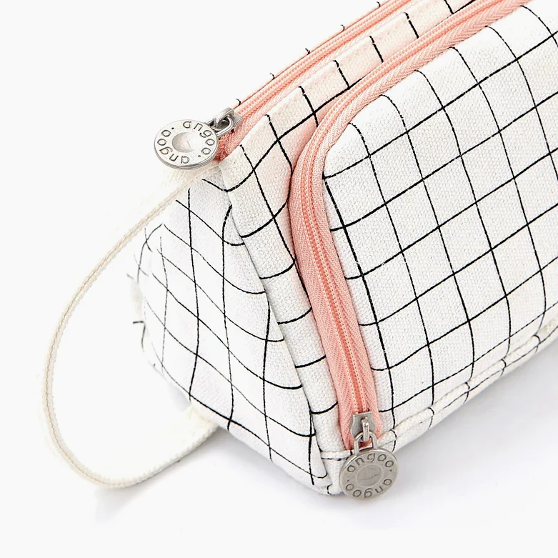 Pink Check Triangle Pencil Case