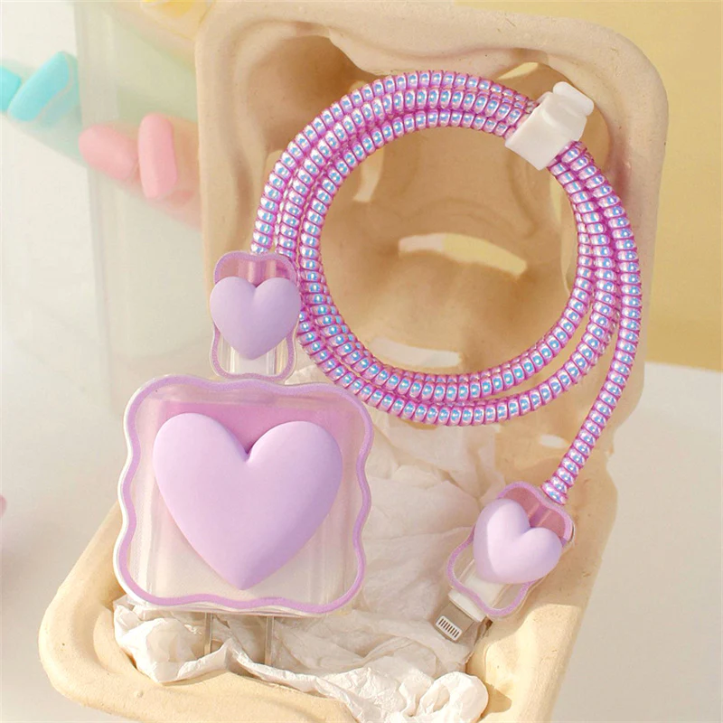 Soft Silicone Harajuku Heart iPhone Charger Case