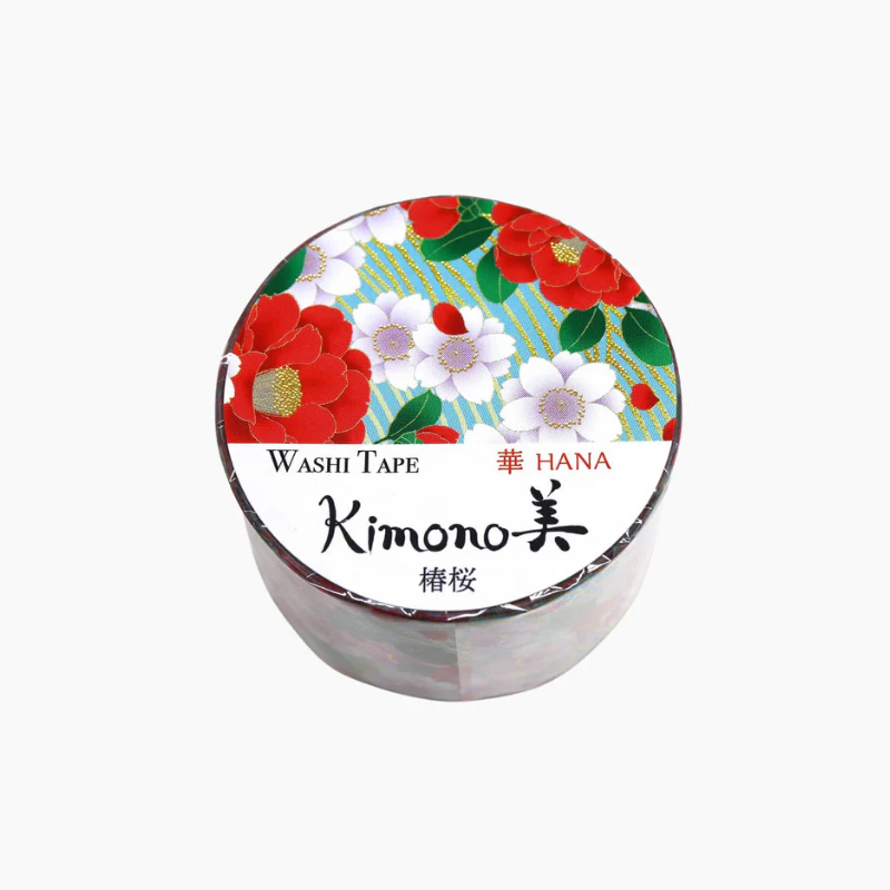 Kamiiso Kimono Series Washi Tape Wide Camellia Blossom