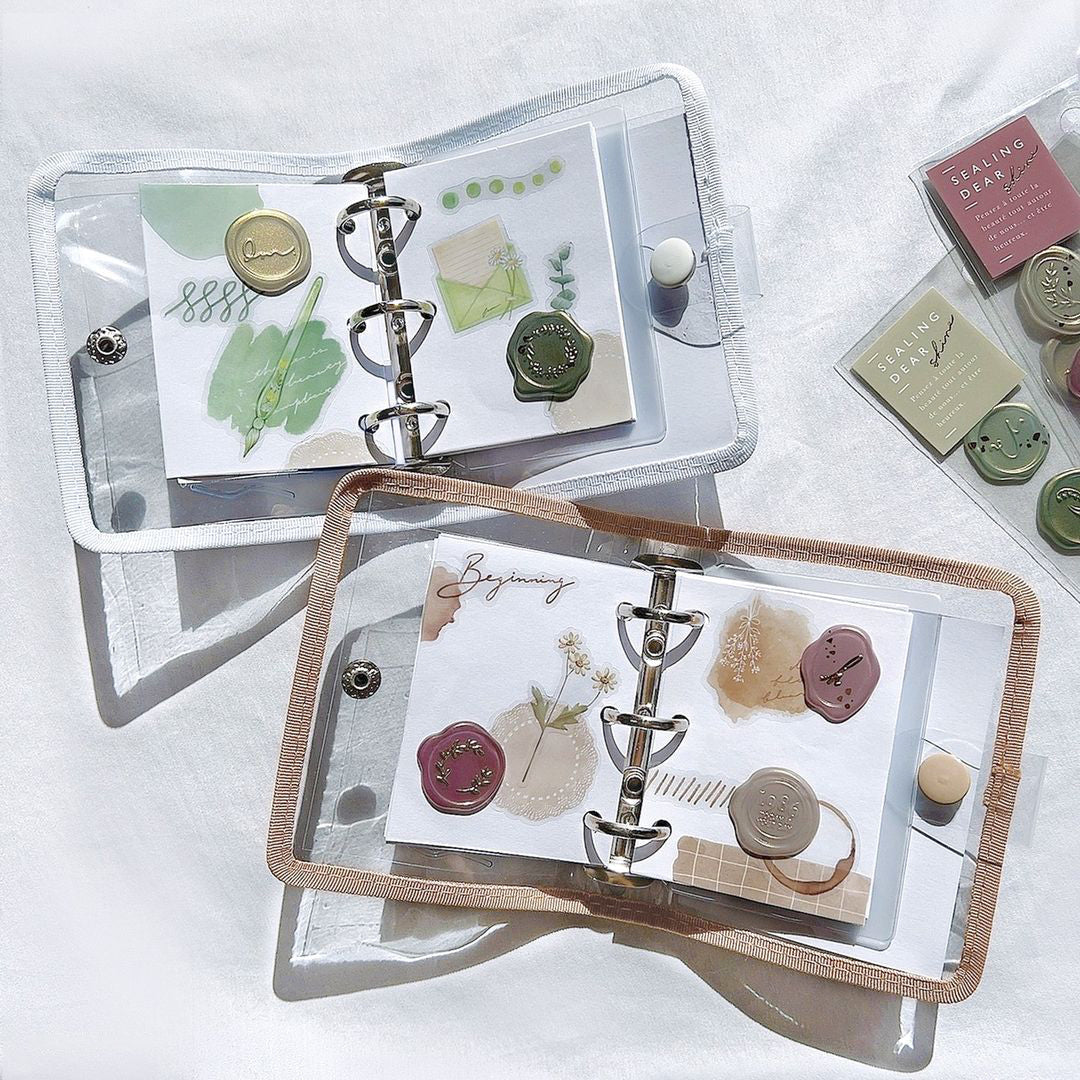 Clear Stickers with Gold Details Red