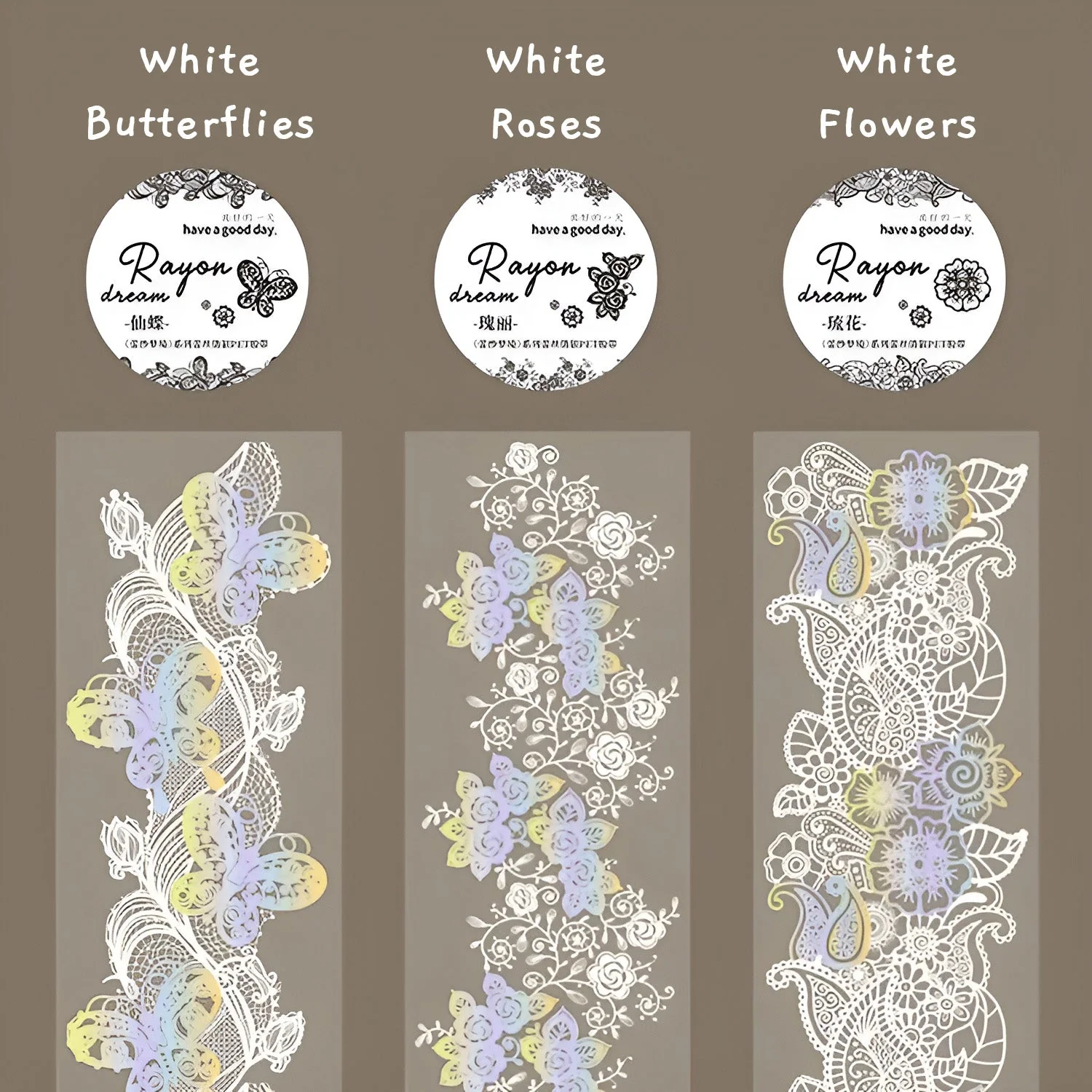 Holo Lace Pattern Clear Washi Tape