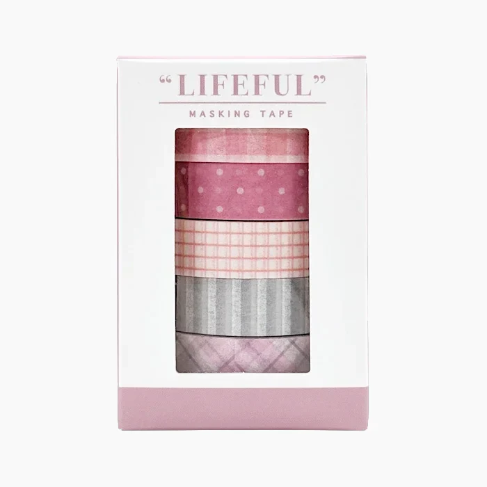 Colorful Pattern Masking Tapes Set of 5 Pink
