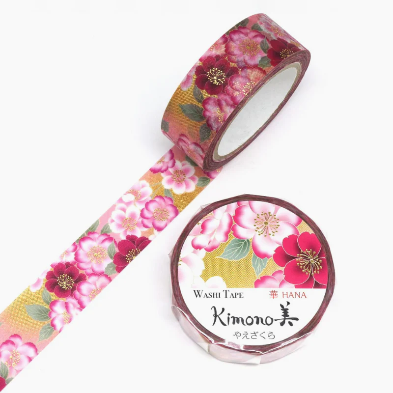 Kamiiso Kimono Series Washi Tape Yellow Yaezakura