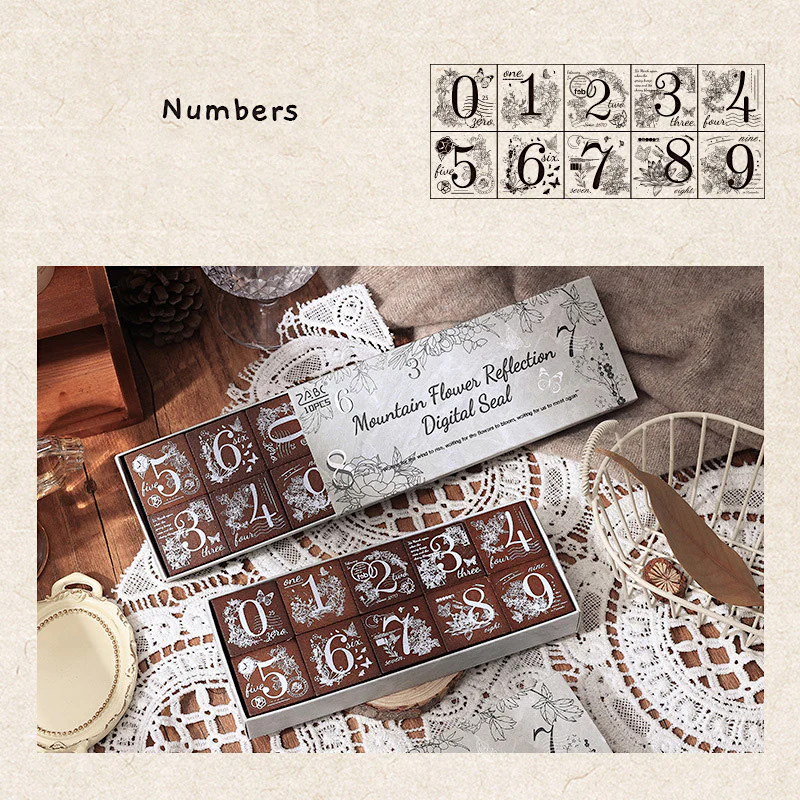 Fantasy Flowers and Numbers Stamp Set
