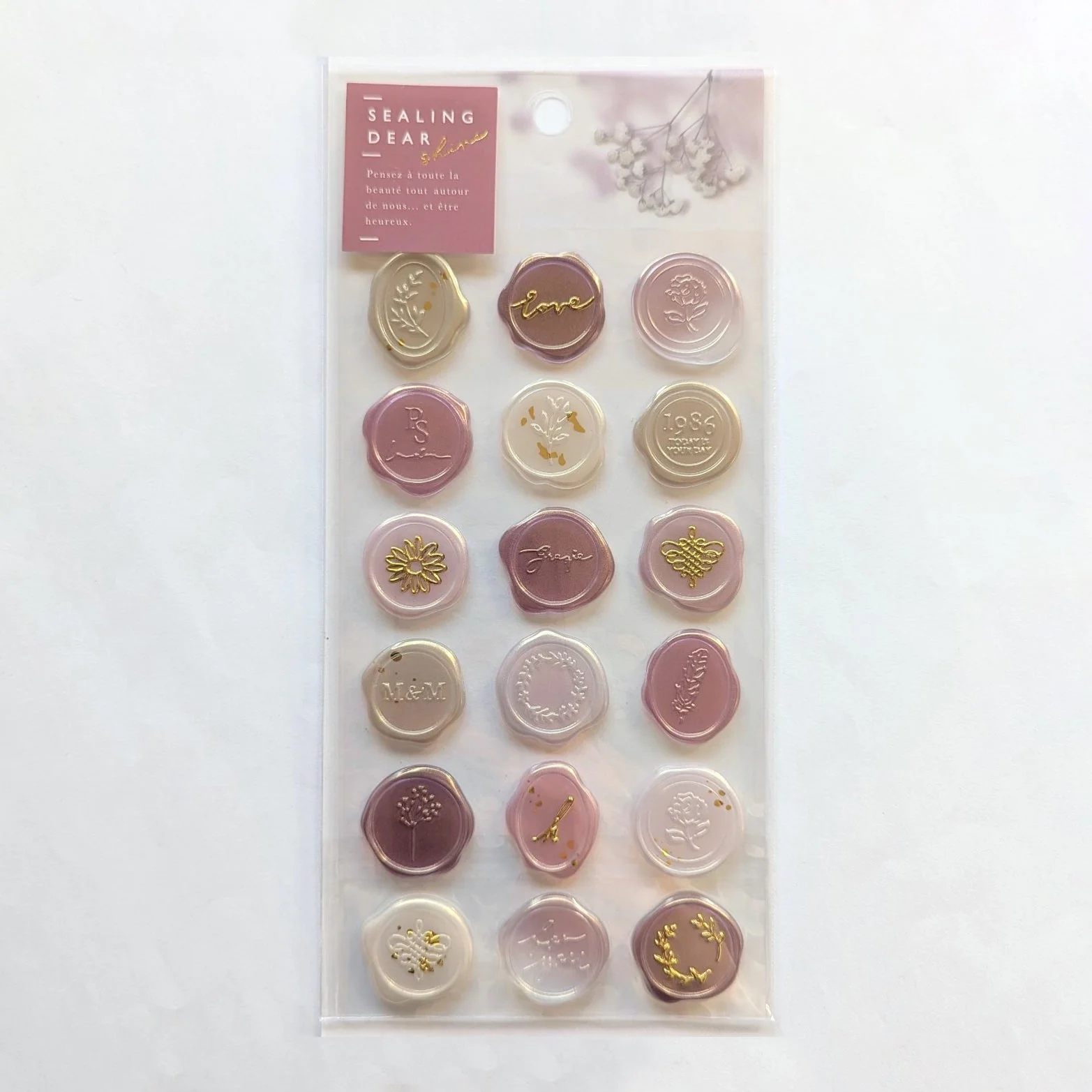 Clear Stickers with Gold Details Red