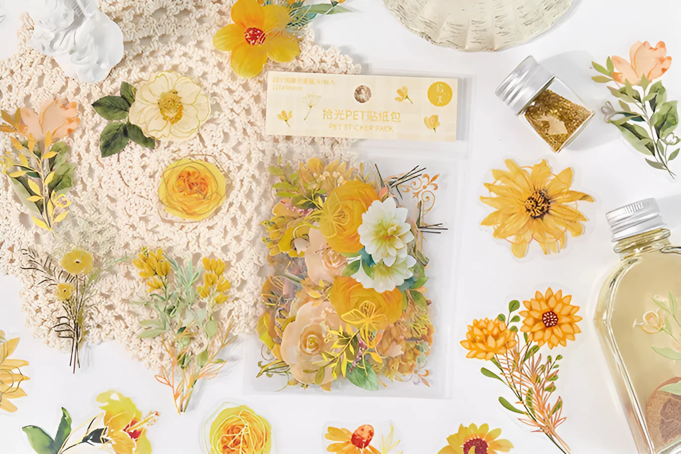 Brazing PET Flower Stickers