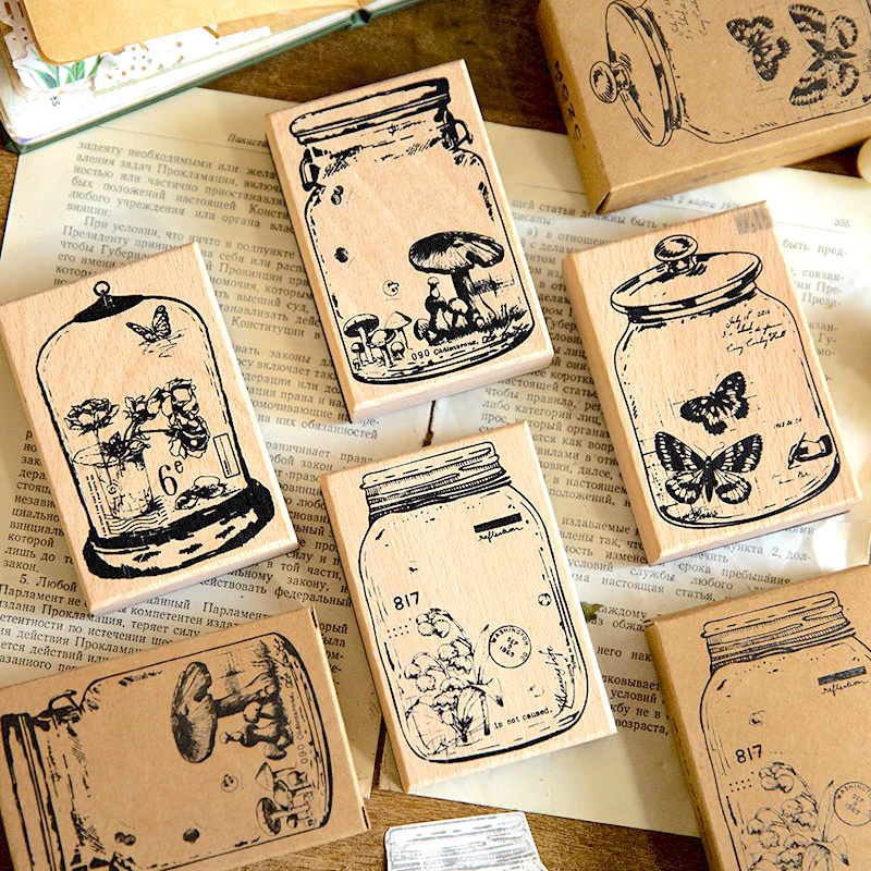 Vintage Jar Plant Stamps