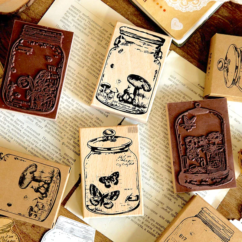 Vintage Jar Plant Stamps