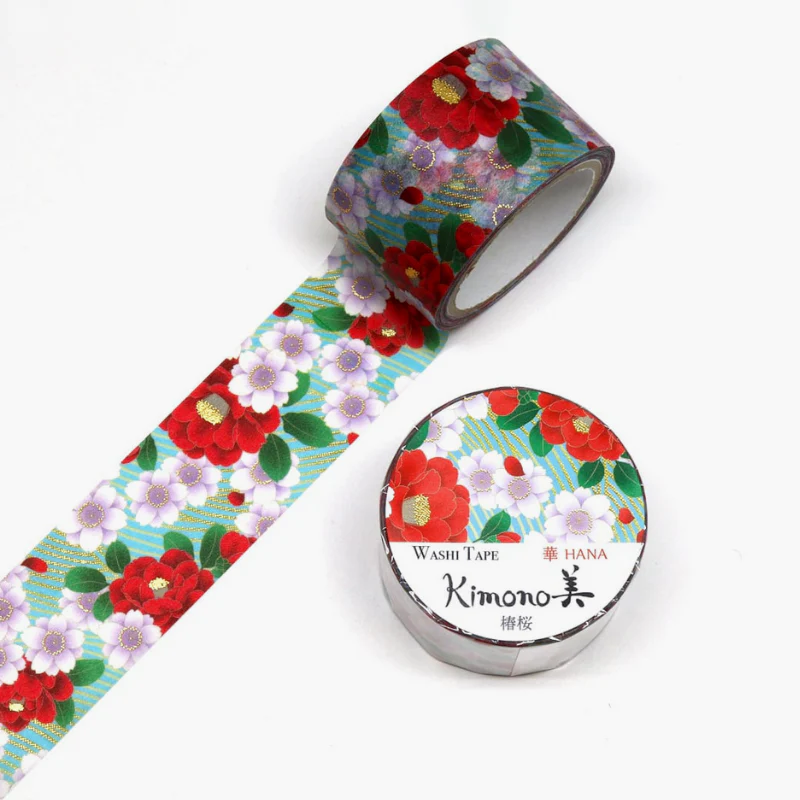 Kamiiso Kimono Series Washi Tape Wide Camellia Blossom