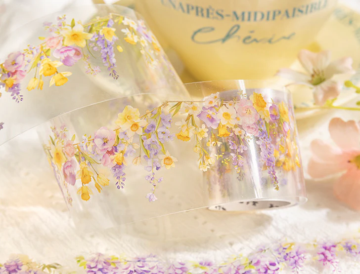 Floral Pattern Clear Masking Tapes