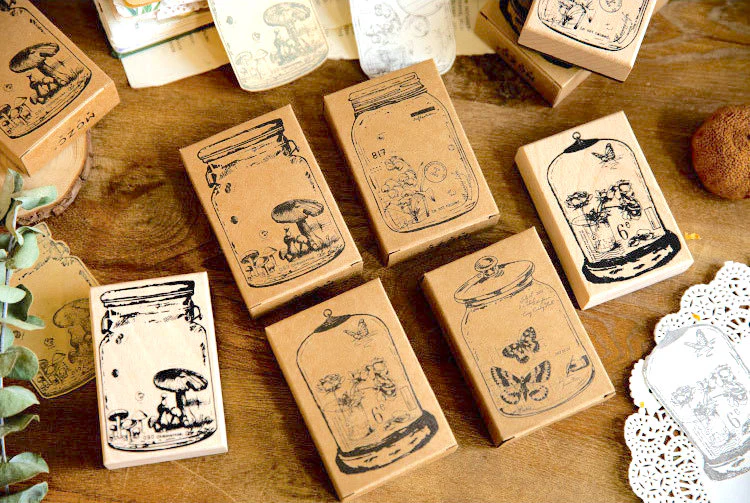 Vintage Jar Plant Stamps