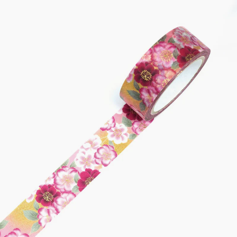 Kamiiso Kimono Series Washi Tape Yellow Yaezakura