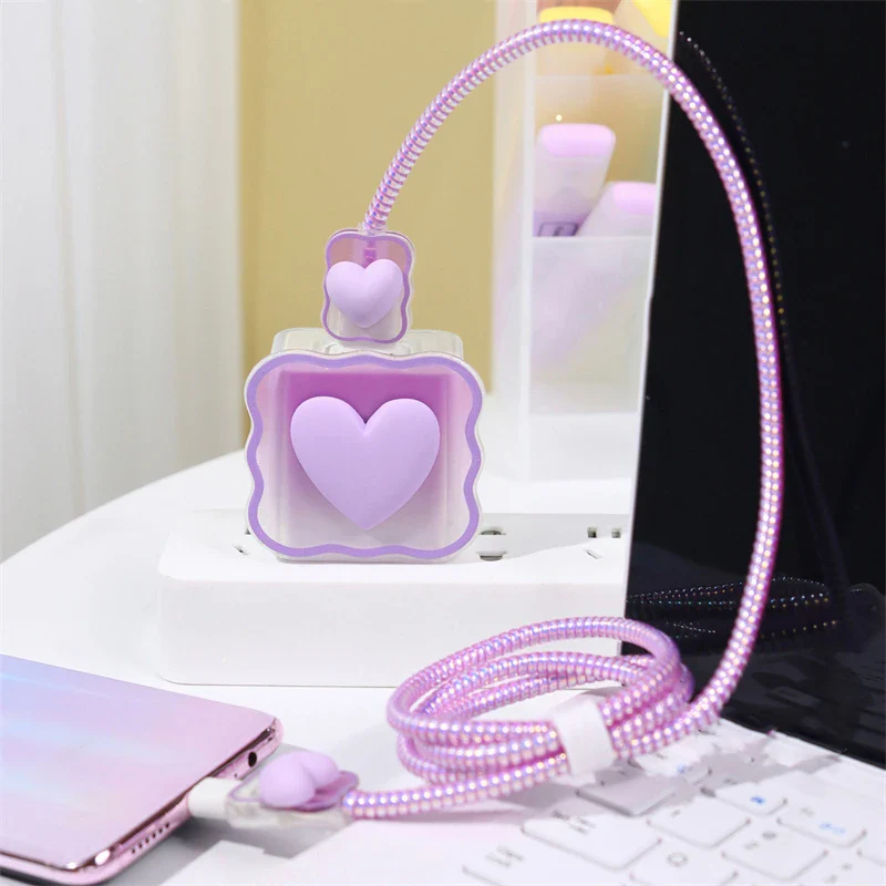 Soft Silicone Harajuku Heart iPhone Charger Case
