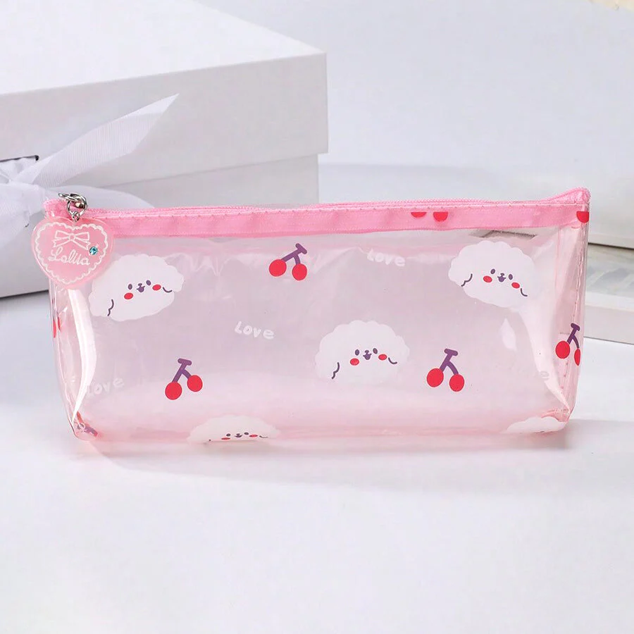 Pink Peach & Puppy Pencil Case