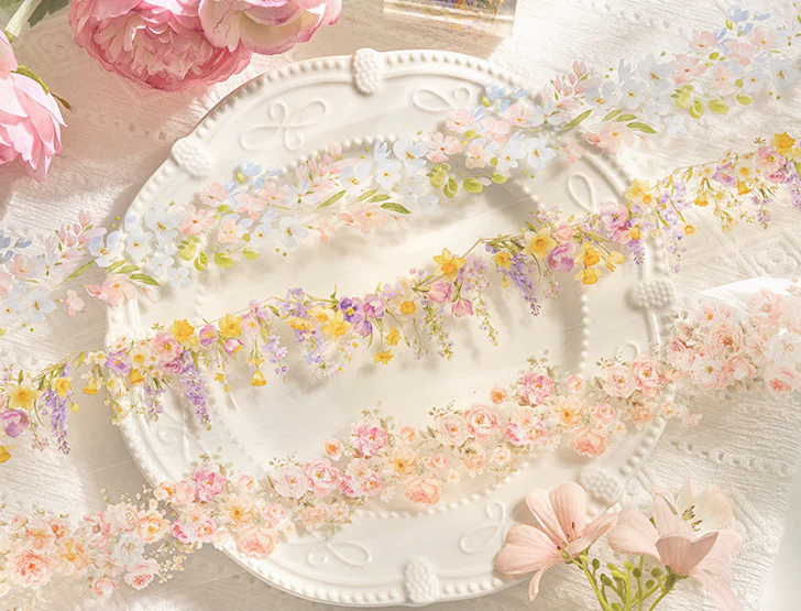 Floral Pattern Clear Masking Tapes