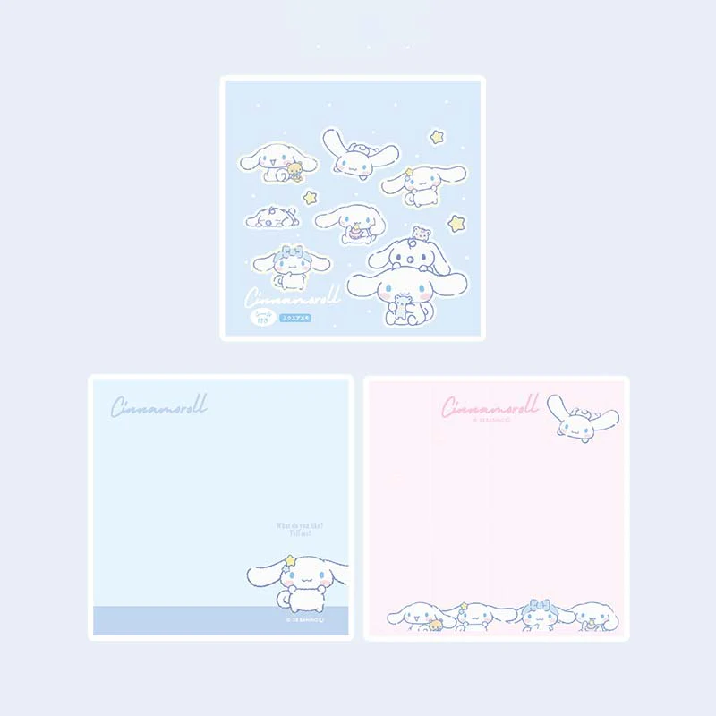 Sanrio 3 Design Memo Pad + Sticker Sheet