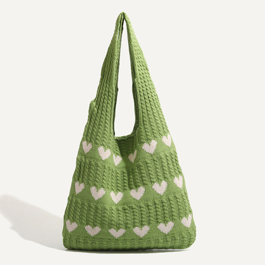 Heart Pattern Knit Bag (3 Colors)