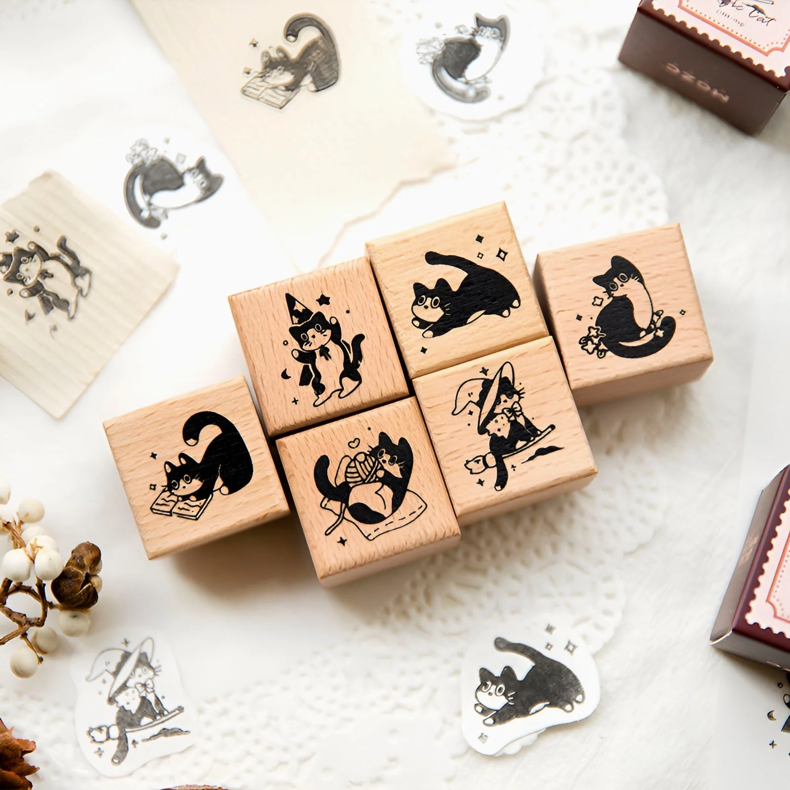 Playful Cat Wooden Stamps