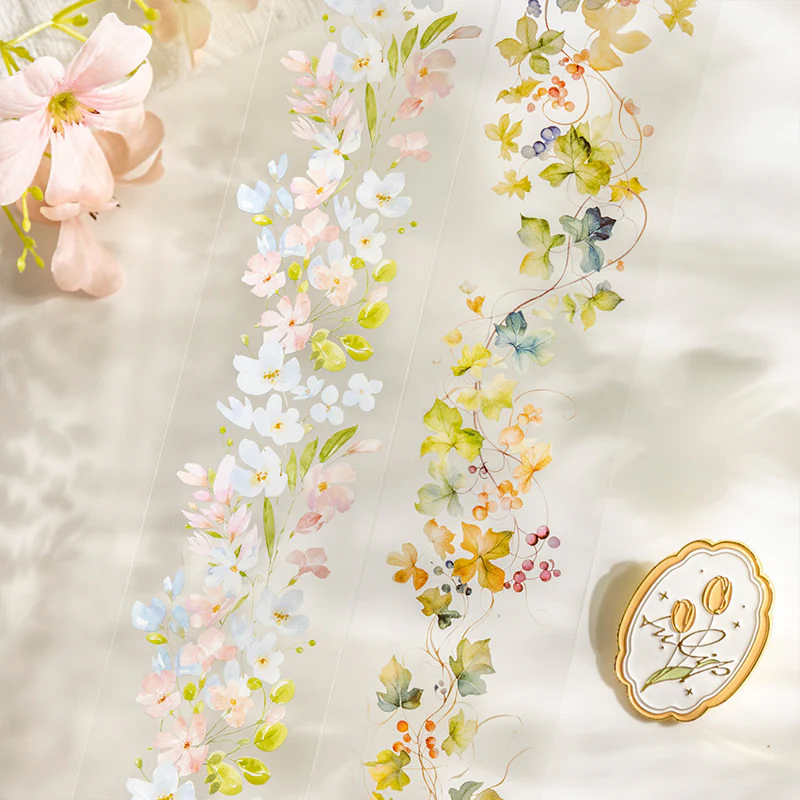 Floral Pattern Clear Masking Tapes