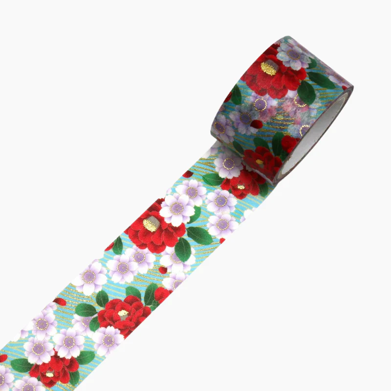 Kamiiso Kimono Series Washi Tape Wide Camellia Blossom