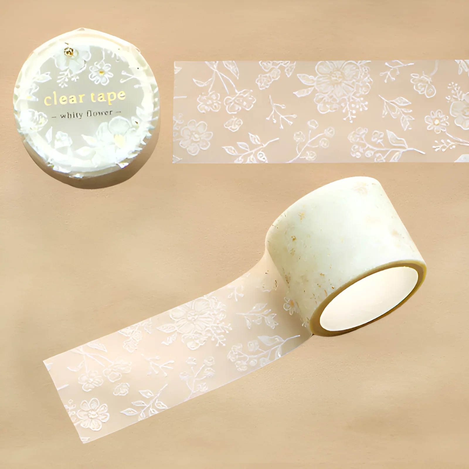 Elegant Flower Pattern Clear Tape