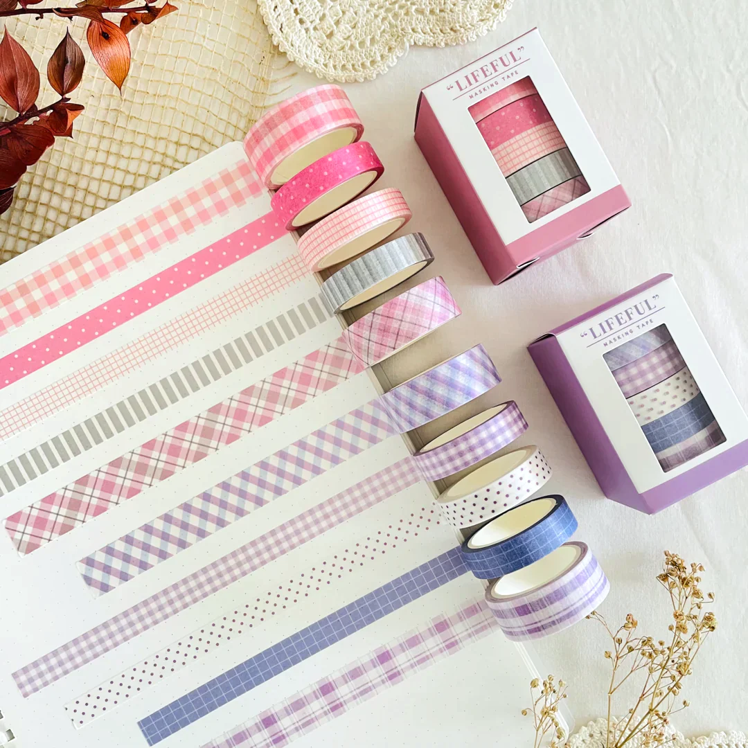 Colorful Pattern Masking Tapes Set of 5 Pink