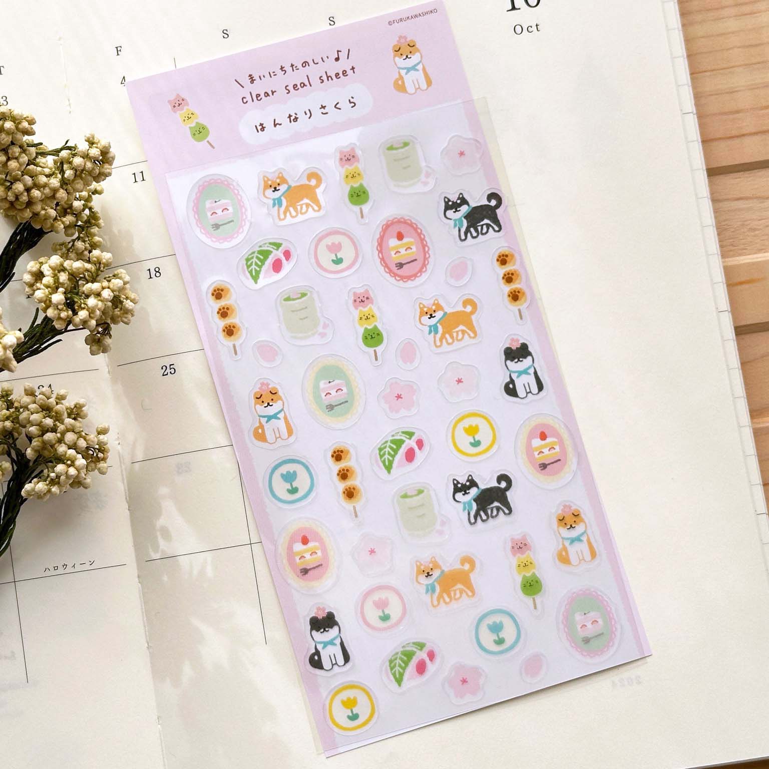 Clear Sticker Sheet with Animals and Flowers