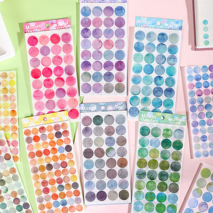 Monet Garden Watercolor Dot Stickers