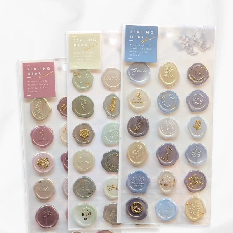 Clear Stickers with Gold Details Red