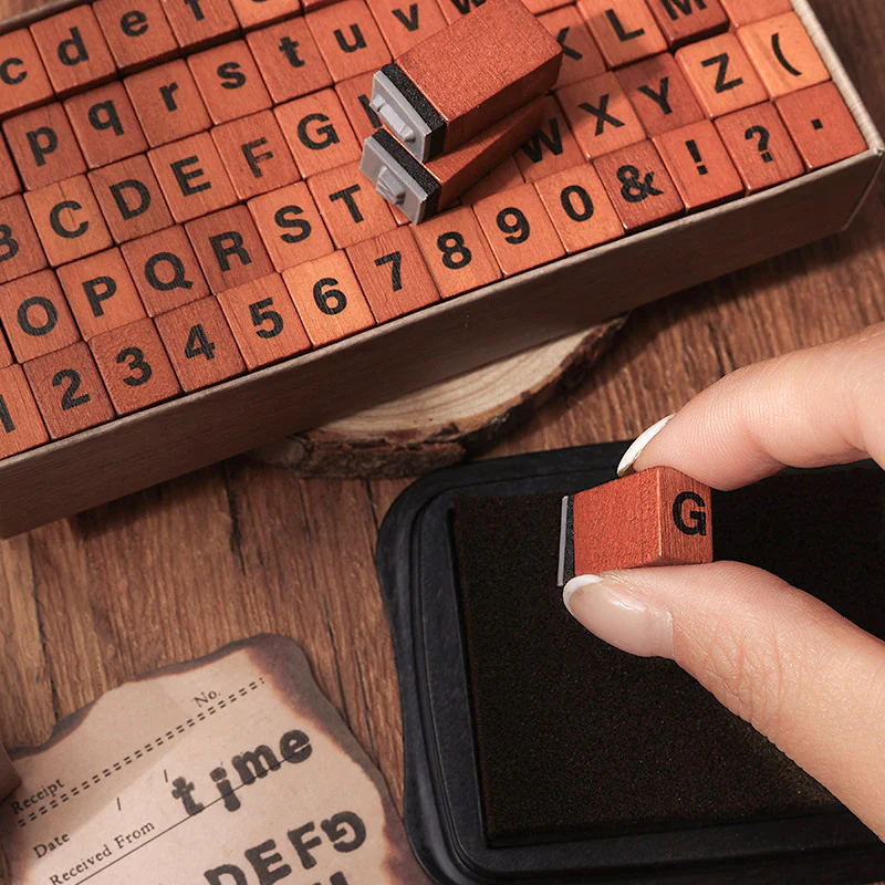 Vintage Alphabet Stamps Set of 70