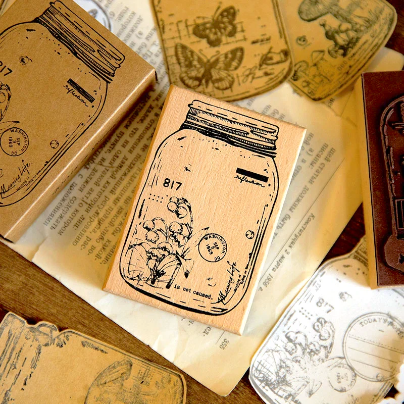 Vintage Jar Plant Stamps