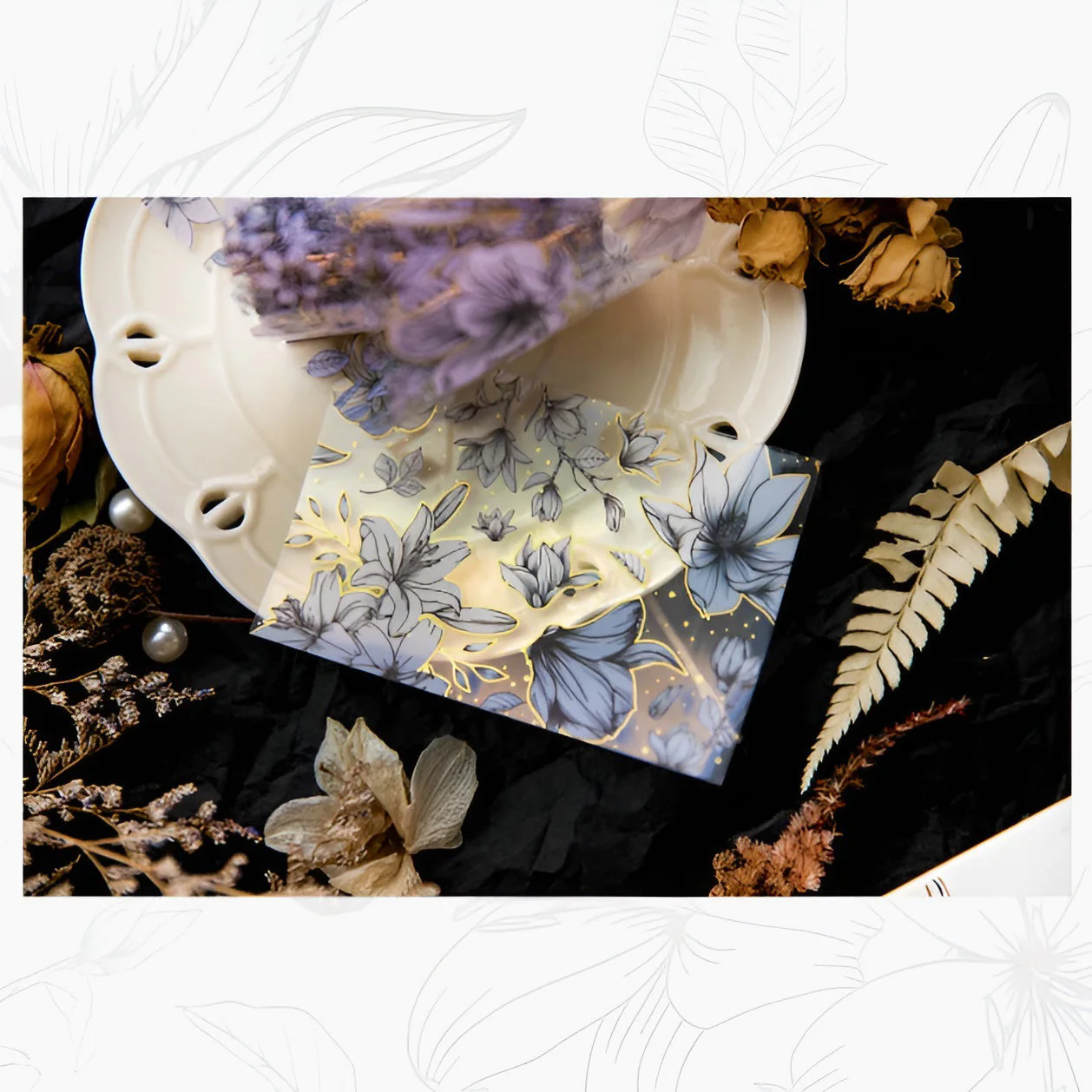 Pencilled Flowers Washi Tapes