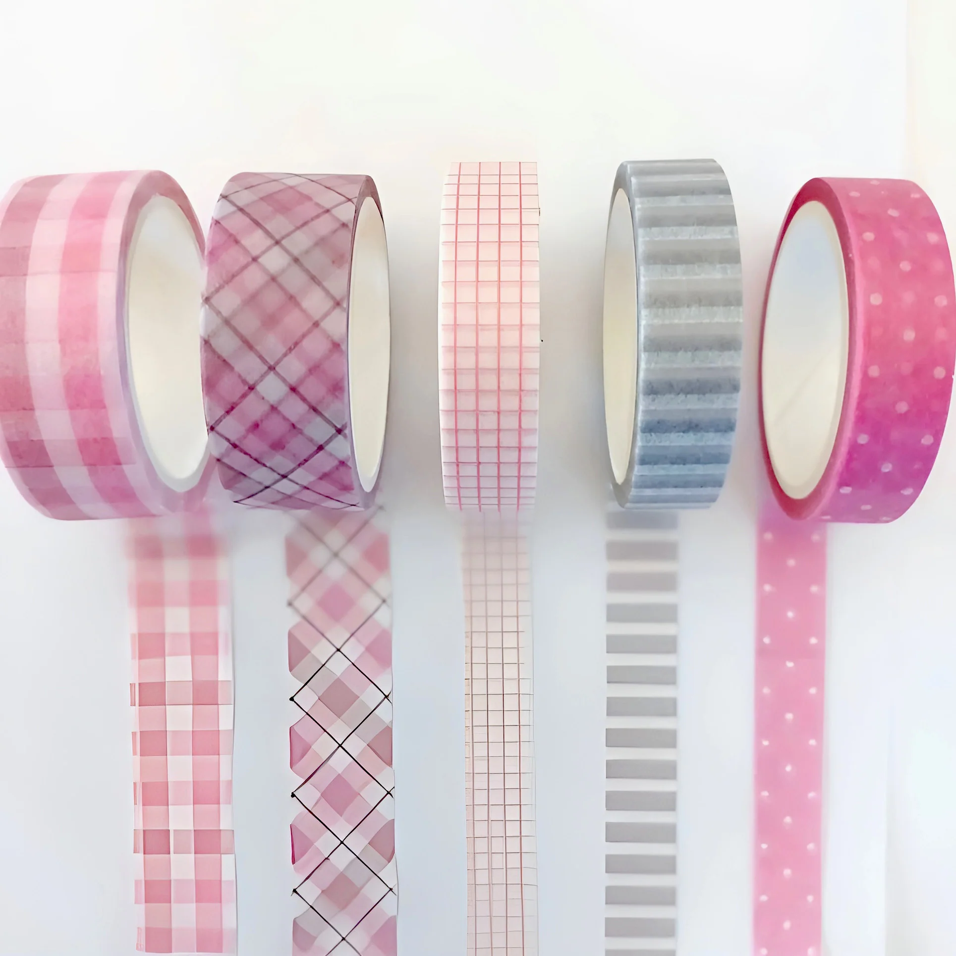 Colorful Pattern Masking Tapes Set of 5 Pink