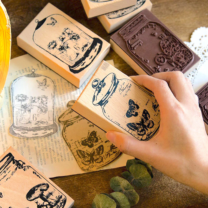 Vintage Jar Plant Stamps