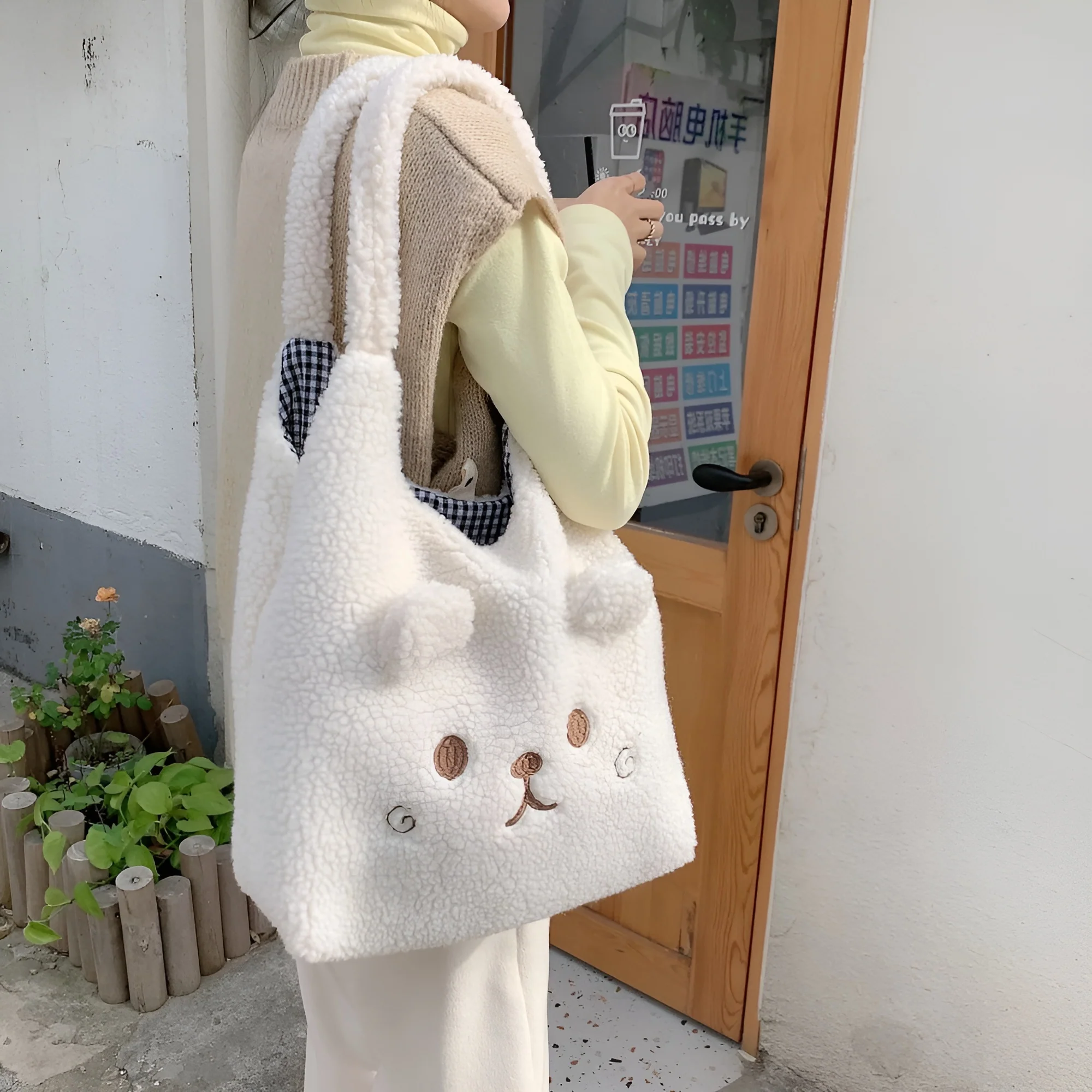 Bear Snuggler Sherpa Tote
