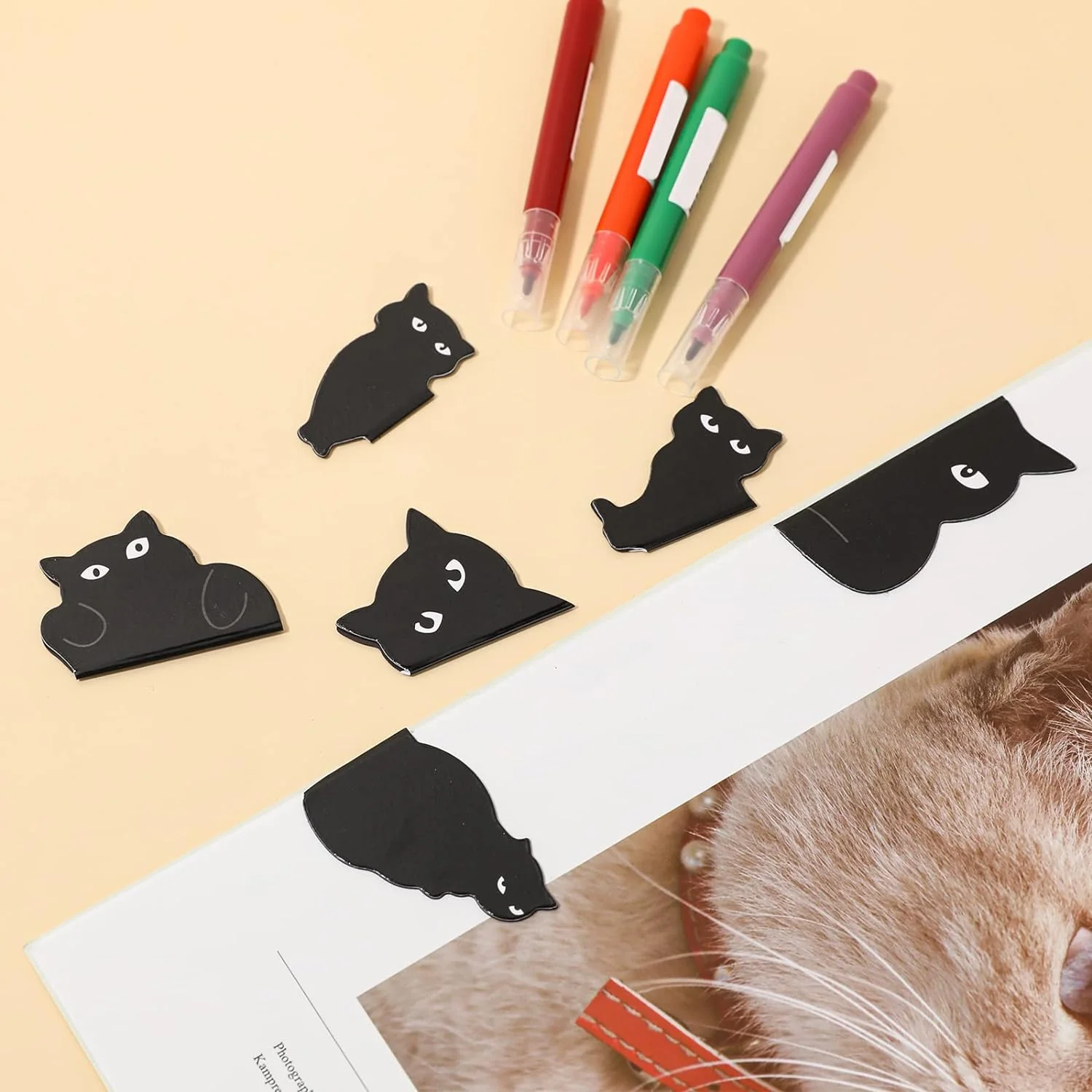 Black Cat Magnetic Bookmark Set of 6