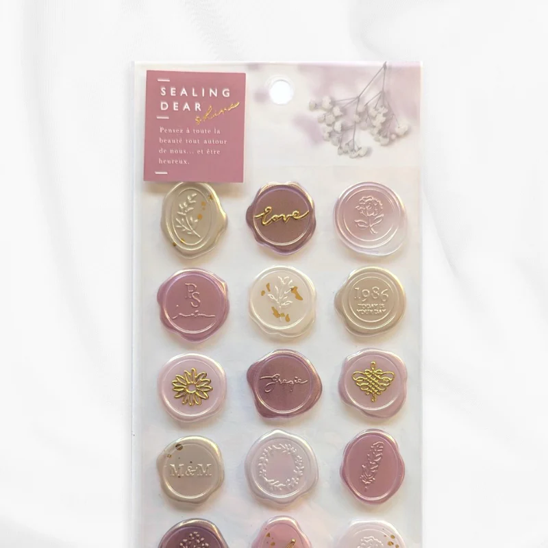 Clear Stickers with Gold Details Red