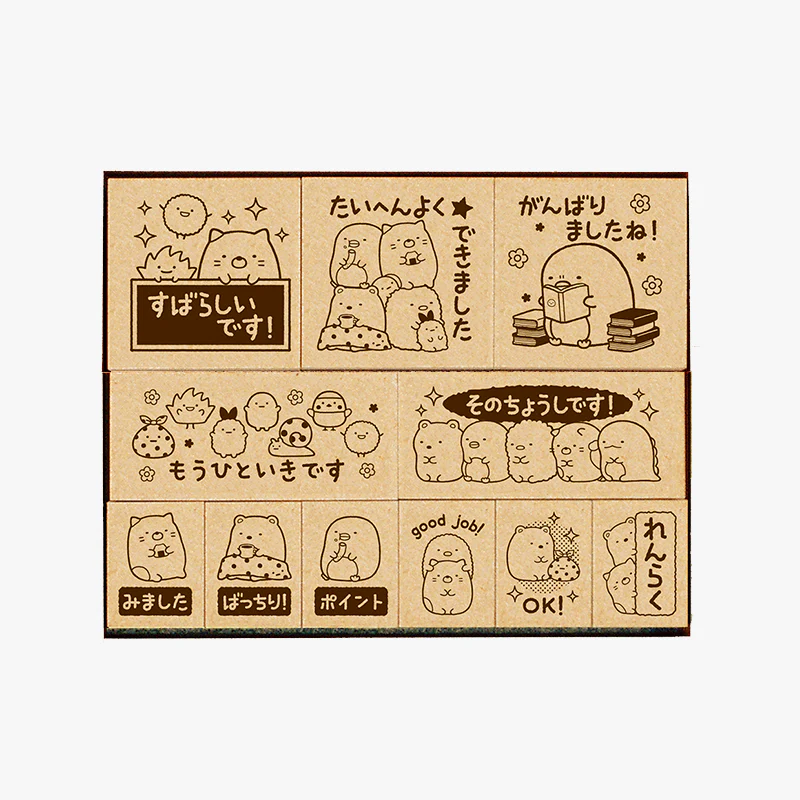 Wooden Rubber Stamps Set