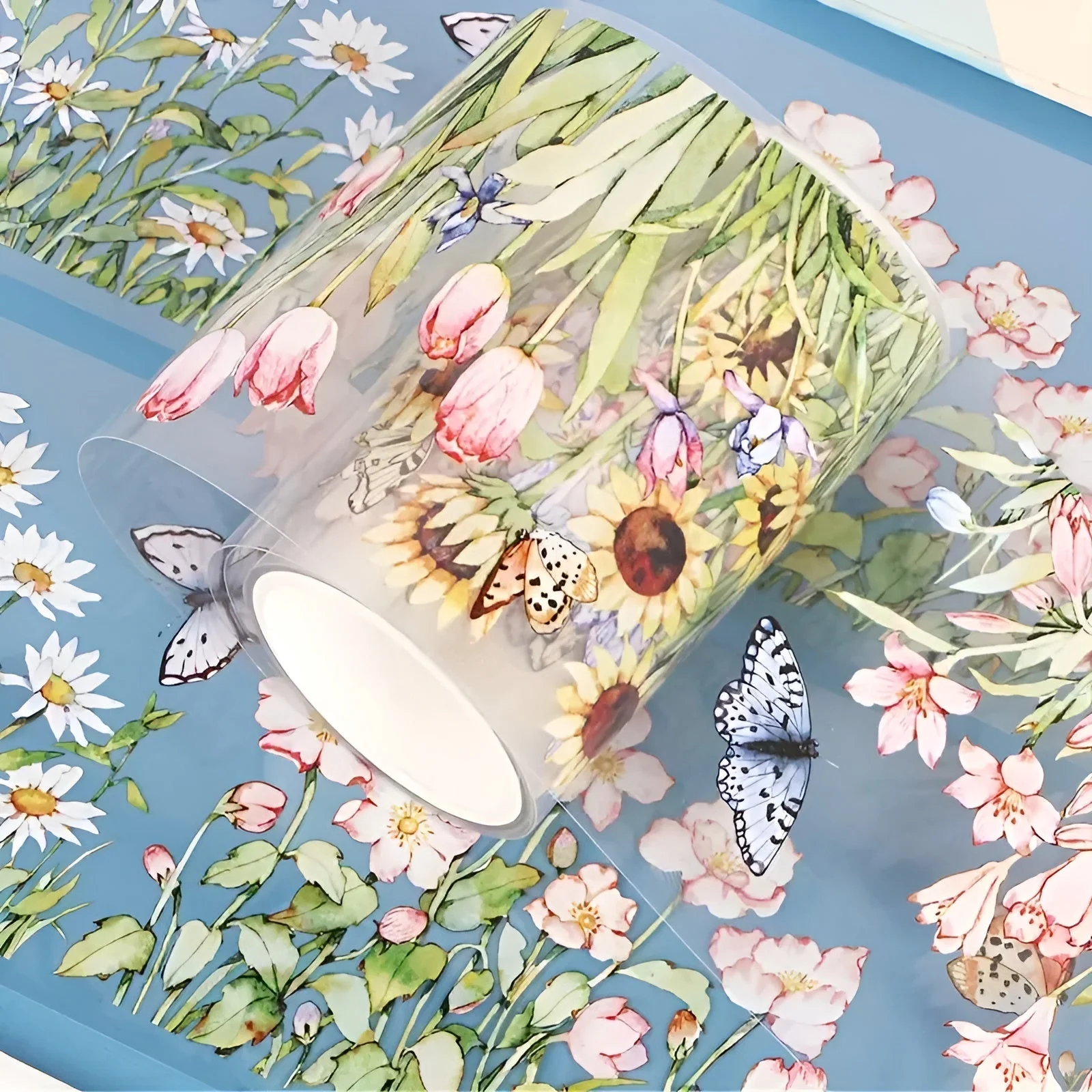 Blooming Plants Clear Tape Extra Wide